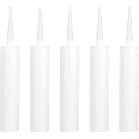 Lot de 5 tubes de calfeutrage vides 13 x 1,89 pouces en plastique blanc robustes pour réparation et calfeutrage maison (1/5)