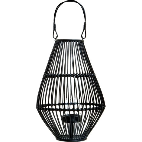 Interiors by Premier Elegant Design Black Lantern With Hoop Handle, Functional Black Tealight Lantern, Sleek Large Candle Lantern (1/5)