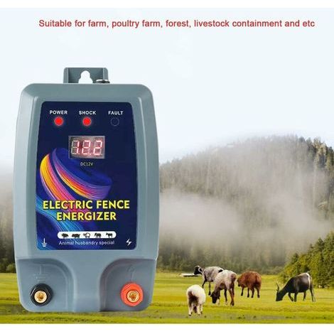 Kit de clôture électrique, Clôture électrique pour bétail, animaux, électrificateur de clôture, haute puissance, 3 modes d'alimentation pour élevage de volailles (1/4)