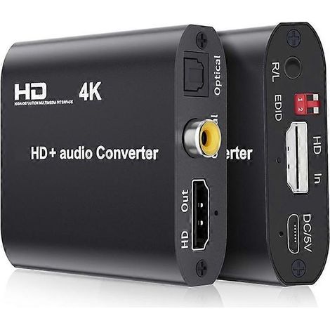 Répartiteur audio compatible HDMI 4K, convertisseur/répartiteur audio HD vers coaxial vers stéréo, compatible avec les téléviseurs HD 4K 30 Hz. (1/5)