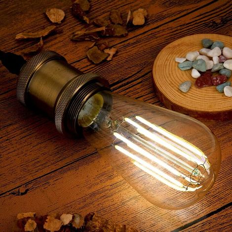 8W E27 ST64 Ampoule LED, Ampoule à Filament Vintage Edison, Equivalent à 80W, Blanc Froid 6500K, 800LM, Rétro Décorative Lampe, Non Dimmable, Lot de 3 (1/3)
