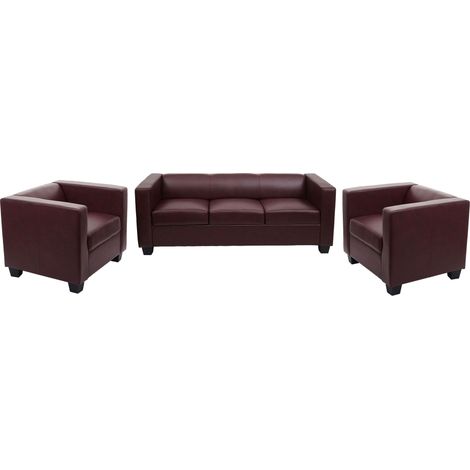 [NEUWERTIG] 3-1-1 Couchgarnitur Lille Kunstleder, rot-braun