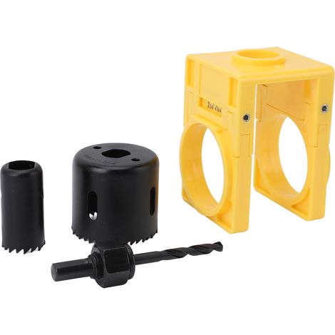 Kit pose serrure avec gabarit de guidage en acier au carbone et plastique kit scie cloche porte bois verrous ensembles de serrure jaune (1/5)