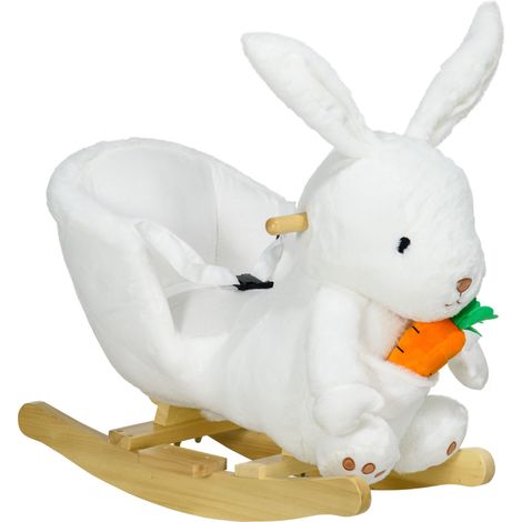 Cheval à bascule enfant 18-36 mois montable sons réalistes structure stable 60x33x50 cm, blanc