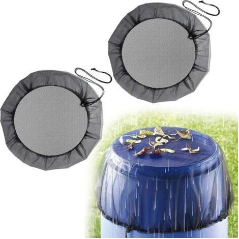 2 Pcs Filet pour Citerne de Pluie, Filet de Protection Réglable Housses en Maille pour Tonneau de Pluie avec Cordon de Serrage,Protection Contre Les Moustiques et Les Feuilles(Diamètre 95 cm)-JUSCH (1/4)