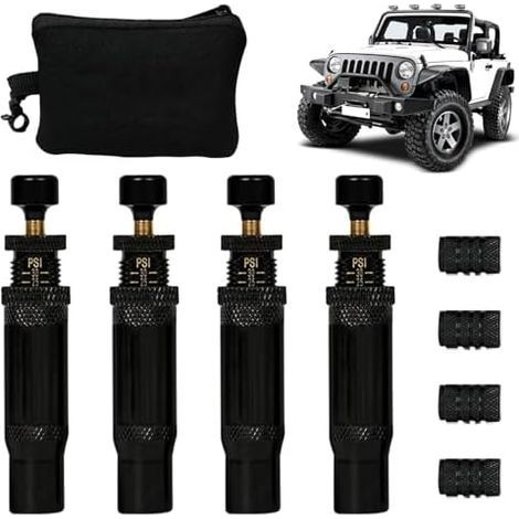 Automatic tire deflation valve tool – Off-road air pressure release system. Adjustable brass core with quick control, management device.