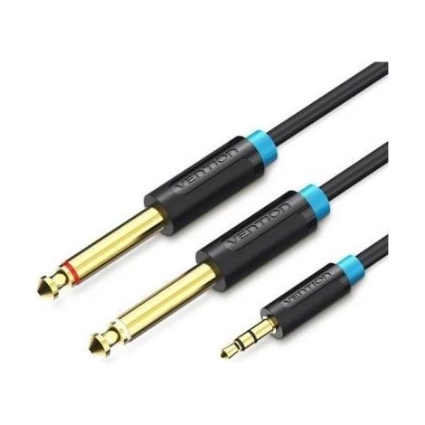 Cable Estéreo Vention BACBD/ Jack 3.5 Macho - 2x Jack 6.5 Macho/ 50cm/ Negro