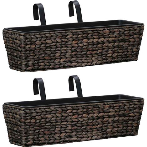 vidaXL Fioriere 2 pz in Giacinto Intrecciato Marrone (1/5)