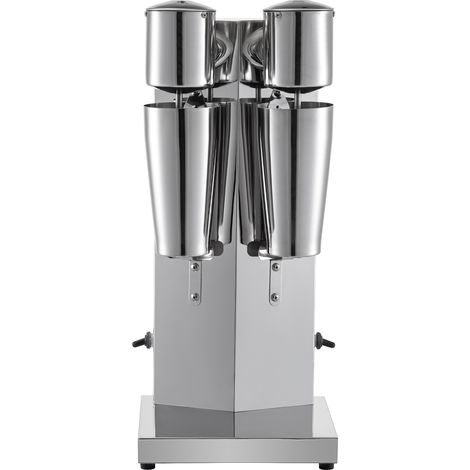 Mophorn Kit para hacer batidos Máquina eléctrica para hacer batidos de acero inoxidable Batidora clásica de 180 W con doble cabezal y taza de 800 ml Batidora plateada ajustable de 2 velocidades