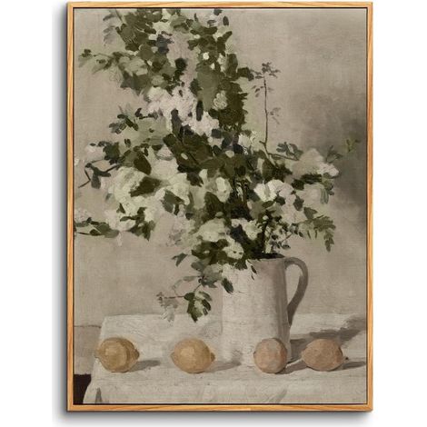 Leinwandbild Vintage Blumen und Zitronen-Rahmen Holz 25L x 20B cm (1/5)
