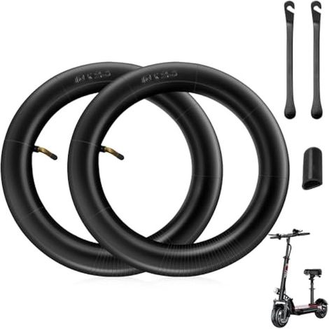 Set mit 2 Fahrradschläuchen für Elektroroller, 10 x 2,5 Zoll, verstärkter Schlauch mit Winkelventil, 2 Reifenheber + 1 Schutzhülle, robuste Ersatzräder für Elektroroller 1 (1/5)