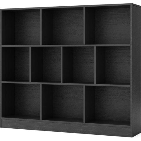 Conjunto de 10 estanterías 120 x 24 x 104 cm con cierre de seguridad antivuelco estilo moderno madera negra 200017784