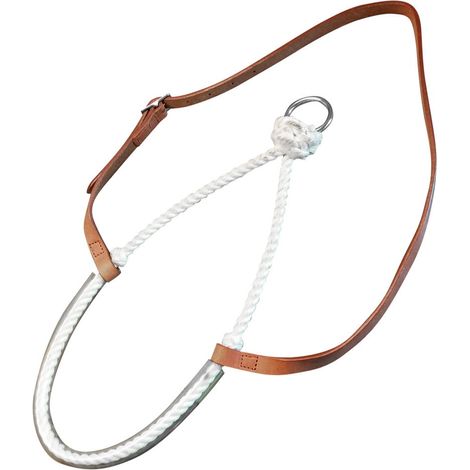 Marrone - Noseband Pool's in cuoio con anello