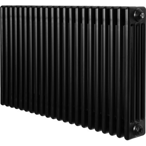Radiador Tradicional Horizontal 4 Columnas - Negro  600mm x 1010mm  Acero Premium 1280 W  Soportes, Kit, Cepillo  Garantía 15 Años  Calefacción Eficiente y Elegante