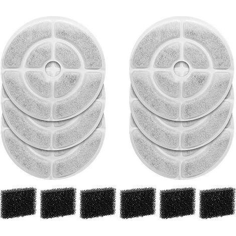 Filtres de Fontaine à Eau pour Chien de 18 cm, Triple système de Filtration pour Chien de Compagnie Filtre Fontaine de Remplacement pour 2.5Gal / 9.5L Chien Bol Filtre (1/5)