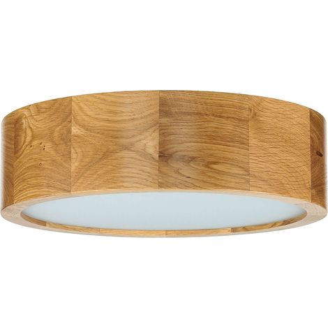 LED Deckenleuchte rund 27 cm Holz Glas blendarm Schlafzimmer Wohnzimmer