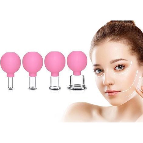 Kit de ventouses faciales Longziming – 4 ventouses de massage en silicone pour le visage et le corps – Ventouses sous vide pour lutter contre la cellulite, raffermir la peau et améliorer la circulatio (1/5)