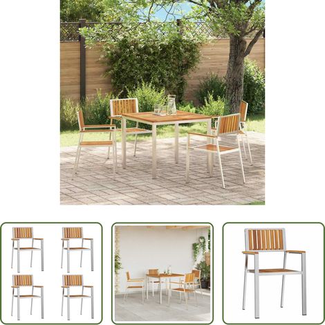 Gartensessel - Gartenstuhl 4 pcs Braun 56 x 54,5 x 87 cm Massivholz Akazie (1/5)