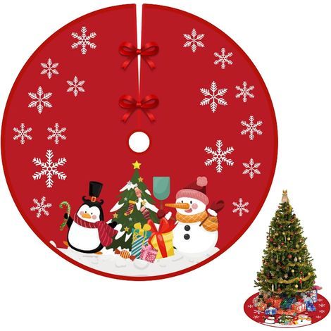 Christmas Tree Skirt 90cm Noël Couverture Décorative d'arbre Couverture De Sapin De Noël Jupe d'arbre De Noël Rouge Jupe De Sapin De Noël (1/5)