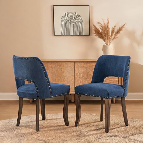 Chaise de salle à manger en tissu chenille et bois massif lot (1/5)