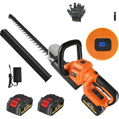 Elektrischer Heckenschneider, kabelloser Betrieb, Hochleistungsbatterie, Orange 22 Zoll (1/2)