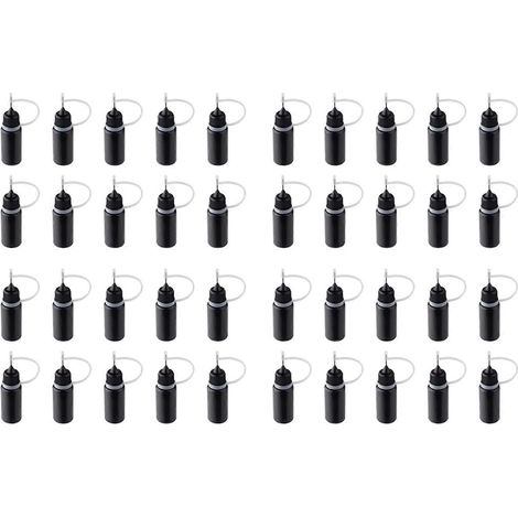 40 flacons applicateurs à embout de précision, aiguille en métal noir, flacons en plastique de 10 ml (1/5)