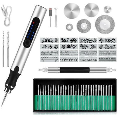 Cordless Electric Engraver Pen, Multifunction Engraving Tool, Mini DIY Engraving Tool, Portable DIY Rotary Tool, USB Rechargeable, for Metal Glass Stone Plastic (1/4)