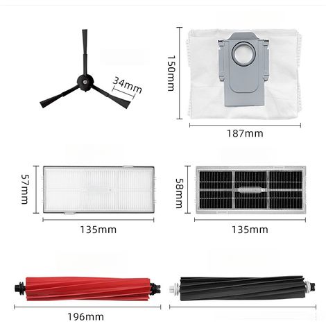 Suitable for Roborock robot vacuums, accessories, for S8/S8+/S8 Pro/G20, main brush/filter/dust bag set. (1/5)