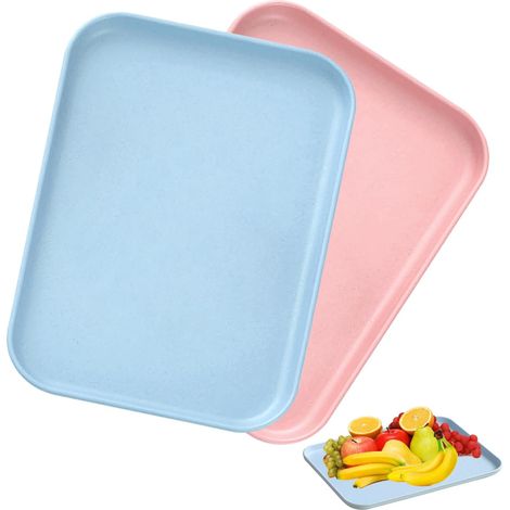 2 Pièces Plateau de Service Rectangulaire, Plastique Durables Antidérapant, pour Cuisine, Salon, Café (1/5)