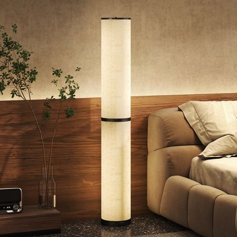 Lampe sur pied LED dimmable télécommande magnétique 3000-6000K minuterie mémoire abat-jour tissu Ø20x135cm, beige
