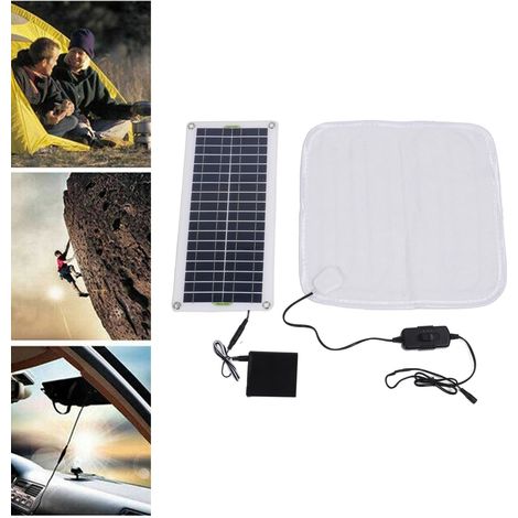 Panneau Solaire Portable 50W avec Tapis de Chaleur Régulable 20W 12V et Boîte à Batterie pour Camping Randonnée Hivernale-AUTRES (1/5)
