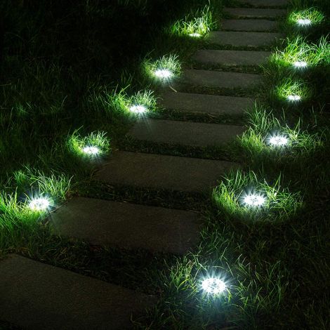 Lot de 12 lampes solaires de sol Solpex, 8 LED, étanches, pour jardin, terrasse, pelouse, patio et allée. (1/5)