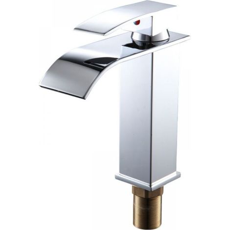 Robinet de lavabo à effet cascade, robinet de salle de bain avec eau chaude et froide (1/5)