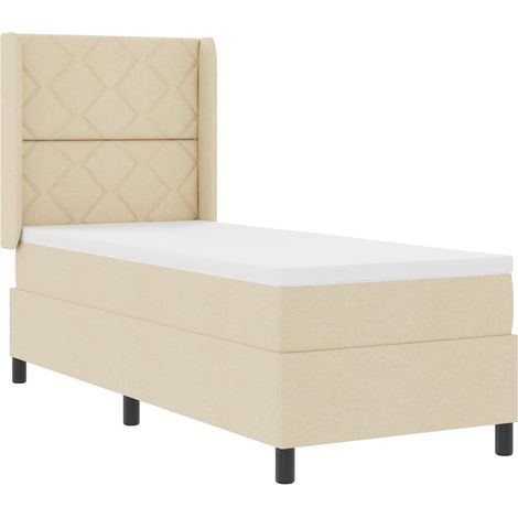 Box Spring Bed with Mattress Cream 80 x 200 cm Fabric vidaXL (1/5)