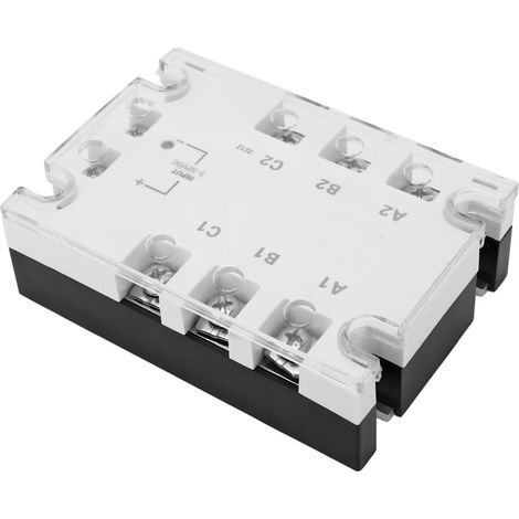 Relais Statique Triphasé Blanc Silencieux Anti-Choc Fiable DC vers AC 3-32VDC 24-480VAC 15A (1/5)