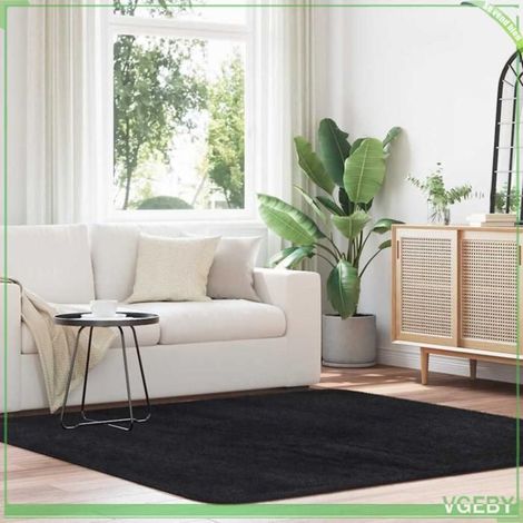 4102878 Tapis shaggy à poils longs NAVARRA noir 200x200 cm polyester (1/5)