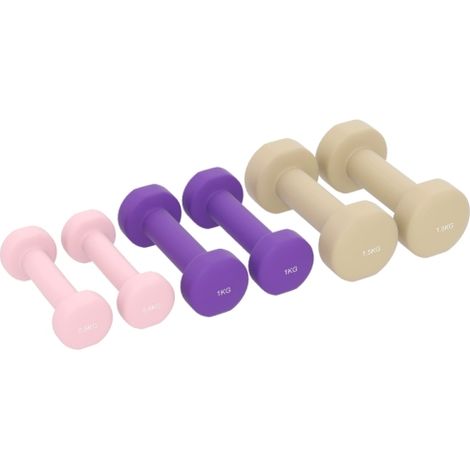 Set di manubri, set da 6 pezzi con custodia, pesi (0,5 kg, 1 kg, 1,5 kg), regolabili per uso domestico, in palestra o in loco. (1/5)
