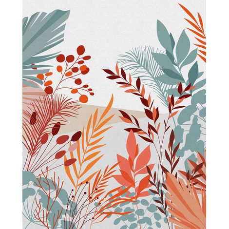 Komar – Papier peint panoramique plantes tropicales multicolore – Dimensions 200 x 250 cm – Intissé facile à poser – Écologique fabriqué aux Pays-Bas (1/3)