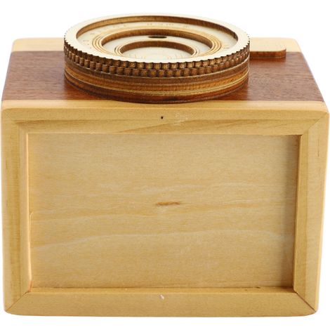 Portalápices de madera vintage con forma de cámara: organizador multifuncional para escritorio y oficina. (1/5)