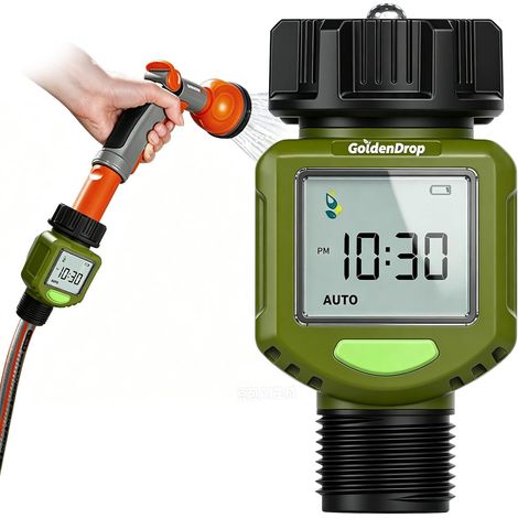 Compteur d'eau Digital avec Entrée en Laito, 4 Modes de contrôle de la consommation,Minuterie d'Arrosage Débitmètre d’Eau avec Affichage Rotatif à 180°, pour Réservoir de Camping-Car, Jardin, Piscine (1/5)