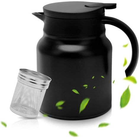 Stilvolle und praktische Thermoskanne mit Teesieb für Kaffee und Tee, 1 Liter (1/5)