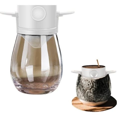 Filtro de café, Filtro de café de acero inoxidable con taza PP alimentos, Filtro reutilizable, Portátil fácil limpiar, acampadas oficina (blanco (1/5)