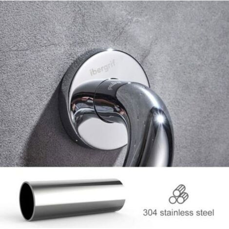 Barre d'appui pour douche 40 cm, poignée de salle de bain, chrome, acier inoxydable, argent (1/4)