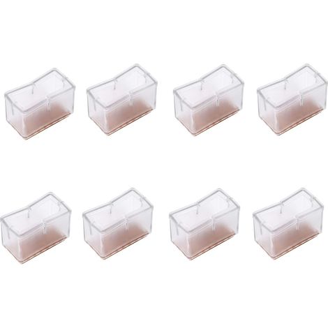 CCYKXAProtection pour Pieds de Chaise, 8 Pièces, Protections de Sol Rectangulaires Antidérapantes avec Coussinets en Feutre pour Tapis, Meubles(Transparent)