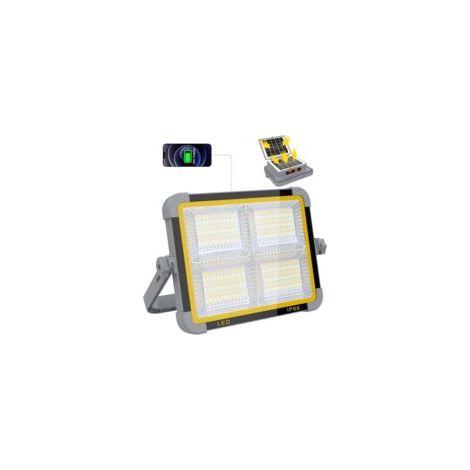 Foco LED recargable de 150 W, luz de trabajo LED portátil con paneles solares duales, 9000 mAh/336 LED/4 modos/IP66, foco para obras de construcción, garajes y camping - Crezuo