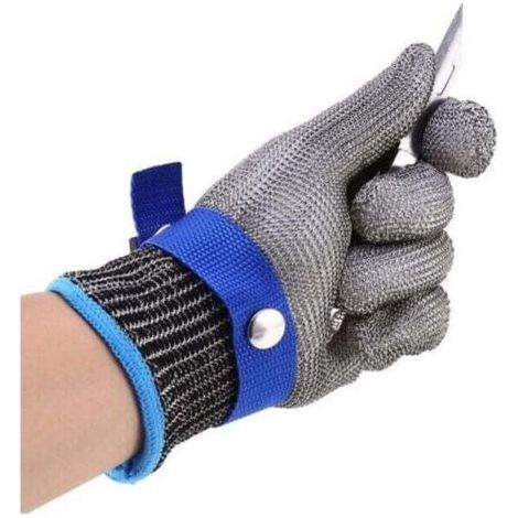 Gants anti-coupure 26 cm en acier inoxydable – Niveau 5 de protection – Pour coupe viande et légumes – Lavables en machine
