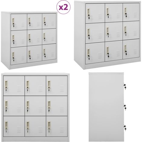 Armarios taquilla 2 uds de acero gris claro 90x45x92,5 cm - Armario de almacenamiento - Taquilla