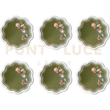 SET 6 SOTTOBICCHIERI ARMONIA IN CRISTALLO ACRILICO E ECOPELLE COLORE VERDE