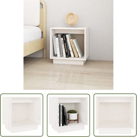 The Living Store Nachttisch Weiß 40x30x40 cm Massivholz Kiefer - Nachttisch - Wohnzimmer Dekoration - Holzmöbel - Kiefernholz Möbel - Weißer Nachttisch (1/5)