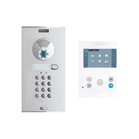 FERMAX 49121  Kit panneau vidéo CITY MEMOKEY et moniteur VEO-XS WIFI DUOX PLUS 1L avec 4.3 en plastique ABS résistant aux choc